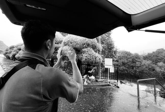 Filming during Typhoon Shan Shan Filming during Typhoon Shan Shan